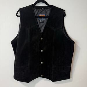 Cripple Creek Men's Suede Vest Leather Black XXLarge Western Snap Front
